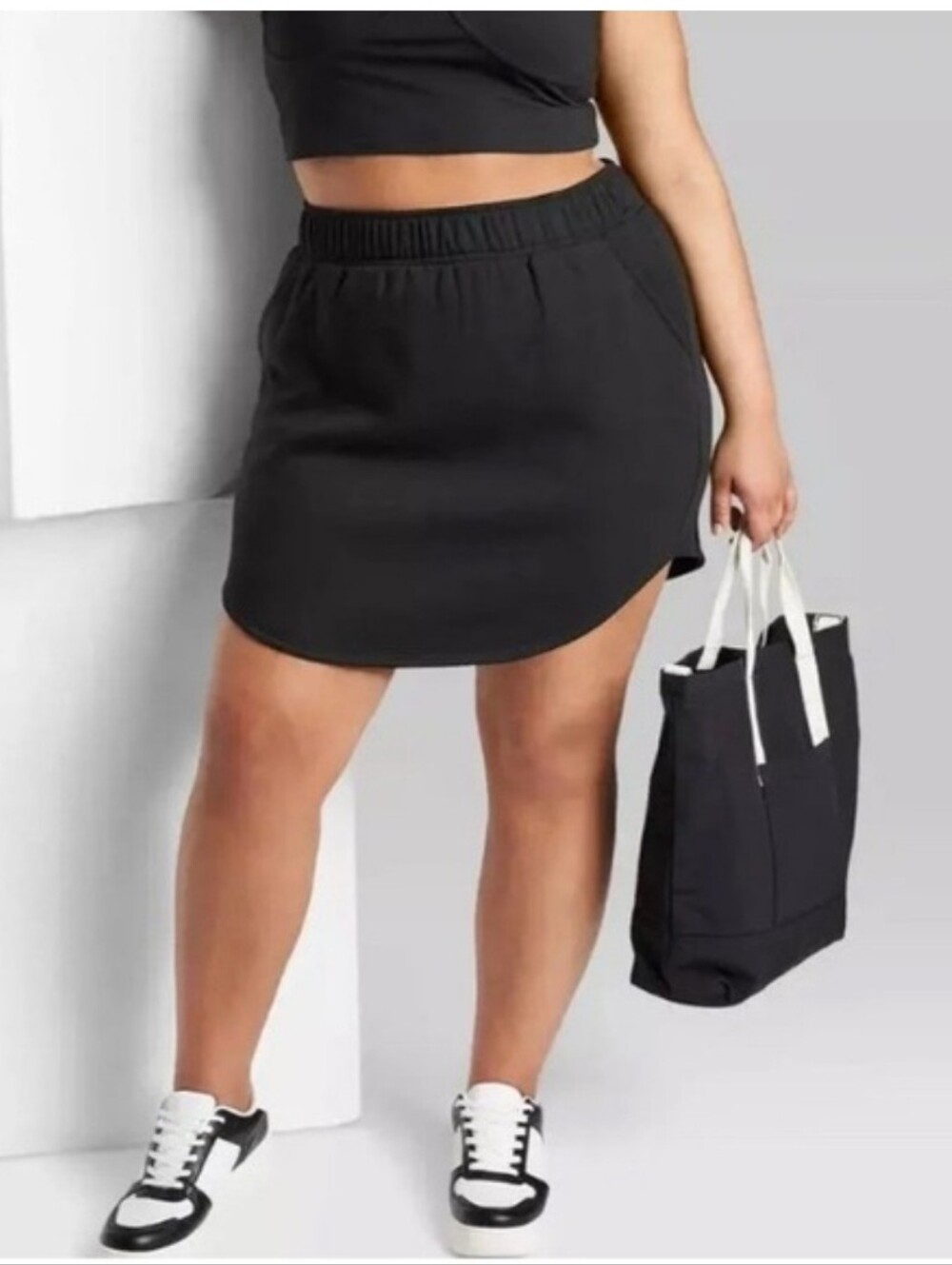 Wild Fable Black Elastic-Waist Mini Skirt